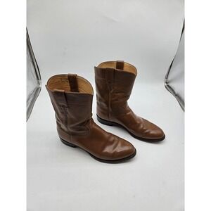 Justin Roper Boots Mens Size 11.5D Brown Leather Round Toe Western Made USA